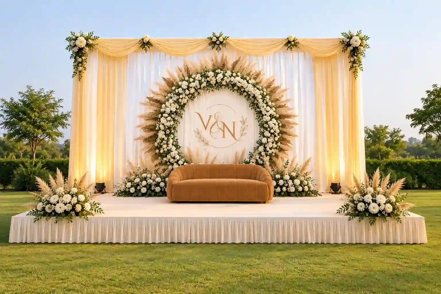 balloon decoration Cream Dream Haldi Backdrop